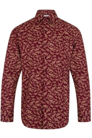 Patterned Red Regular Fit 100% Cotton Shirt
