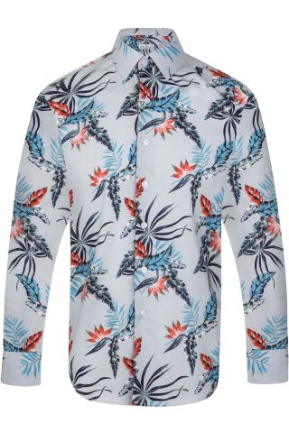 Floral Blue Regular Fit 100% Cotton Shirt