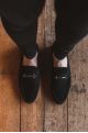 Roamers navy slip on casual suede loafer 