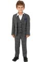 Boys Scott Grey Check Tweed Three piece Suit