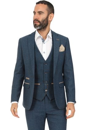 Marc Darcy Dion Blue Tweed Suit Blazer 