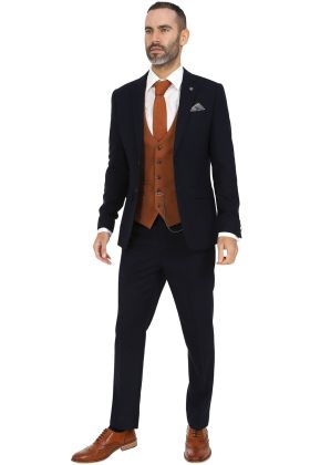 Jenson Samuel Alnwick Three Piece Suit with Contrast Kelvin Tan Waistcoat 