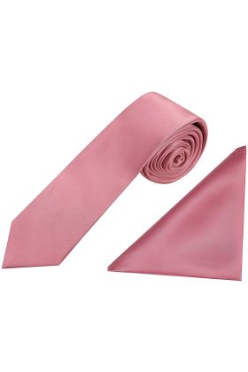 Plain dusky pink classic mens tie & pocket square set  