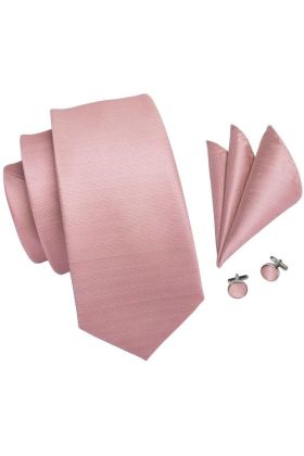 Dusty pastel pink patterned pocket square, Cufflink and wedding tie set 