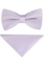 Plain lilac satin classic mens  bow tie & pocket square set  