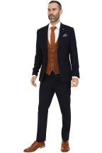 Jenson Samuel Alnwick Three Piece Suit with Contrast Kelvin Tan Waistcoat 