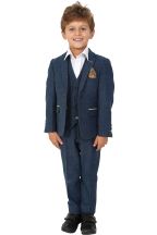 Marc Darcy Kids Boys Dion Blue Check Tweed Three piece Suit 