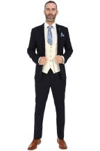 Jenson Samuel Alnwick Navy Suit with Contrast Kelvin Cream Waistcoat 