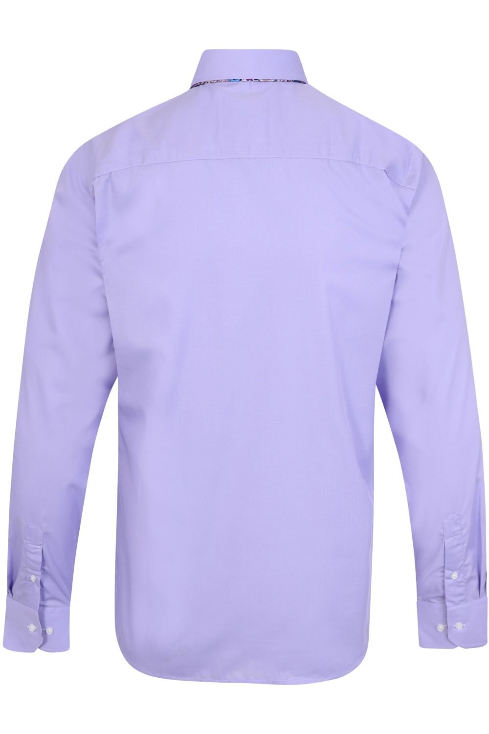 Plain Lilac Regular Fit 100% Cotton Shirt with Paisley Double Collar