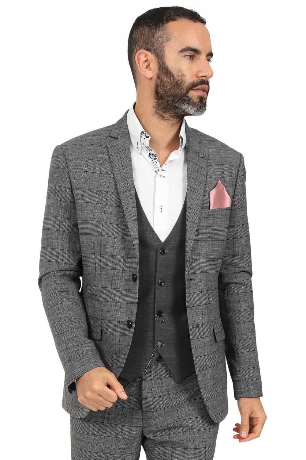 Jenson Samuel York Grey Check Suit Blazer