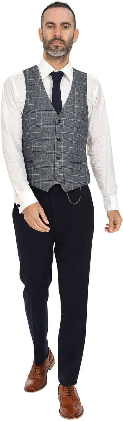 Jenson Samuel Alnwick Navy Suit with Contrast Oxford Waistcoat 