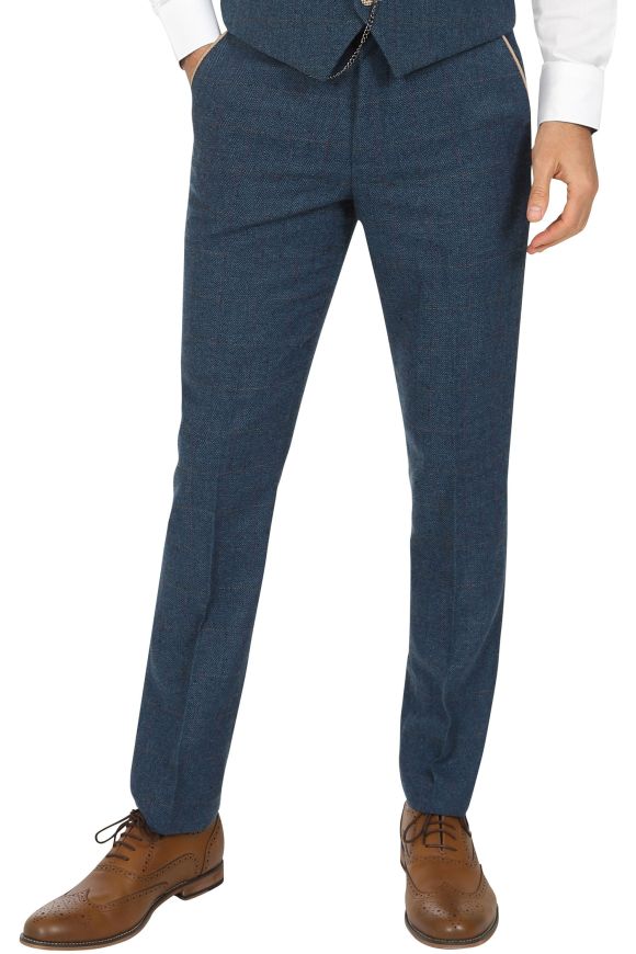 Marc Darcy Dion Blue Tweed Trousers