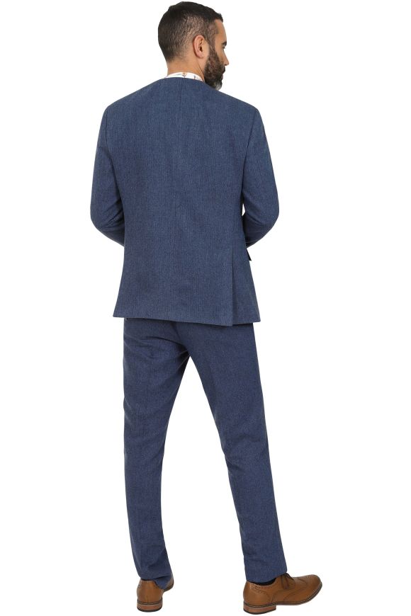 Jenson Samuel Lincoln Navy Blue Herringbone Three Piece Suit